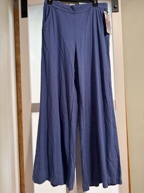 NWT Rewash pull on Wide-Leg slate blue periwinkle linen rayon Pants L 8 10